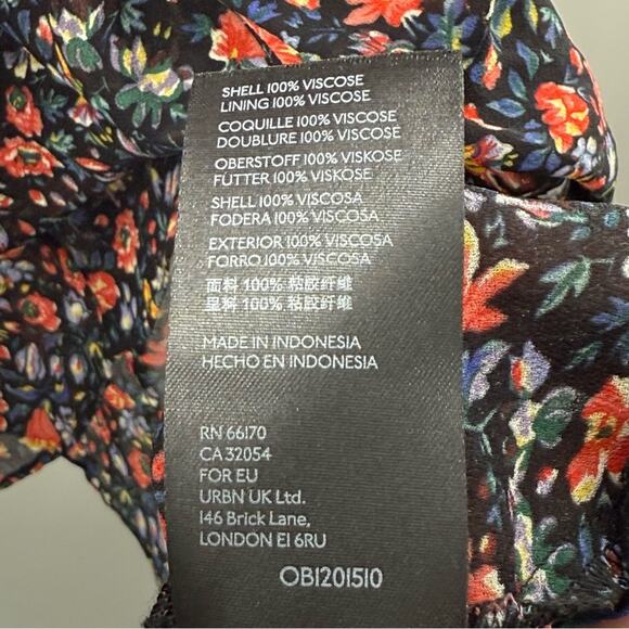 By Anthropologie Helene Black Floral Ruffled Chiffon Semi Sheer Tunic Dress Med. - Picture 16 of 16